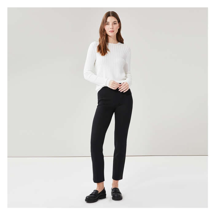 Aux Femmes Pantalon à passepoil en point de Rome - Noir Jf